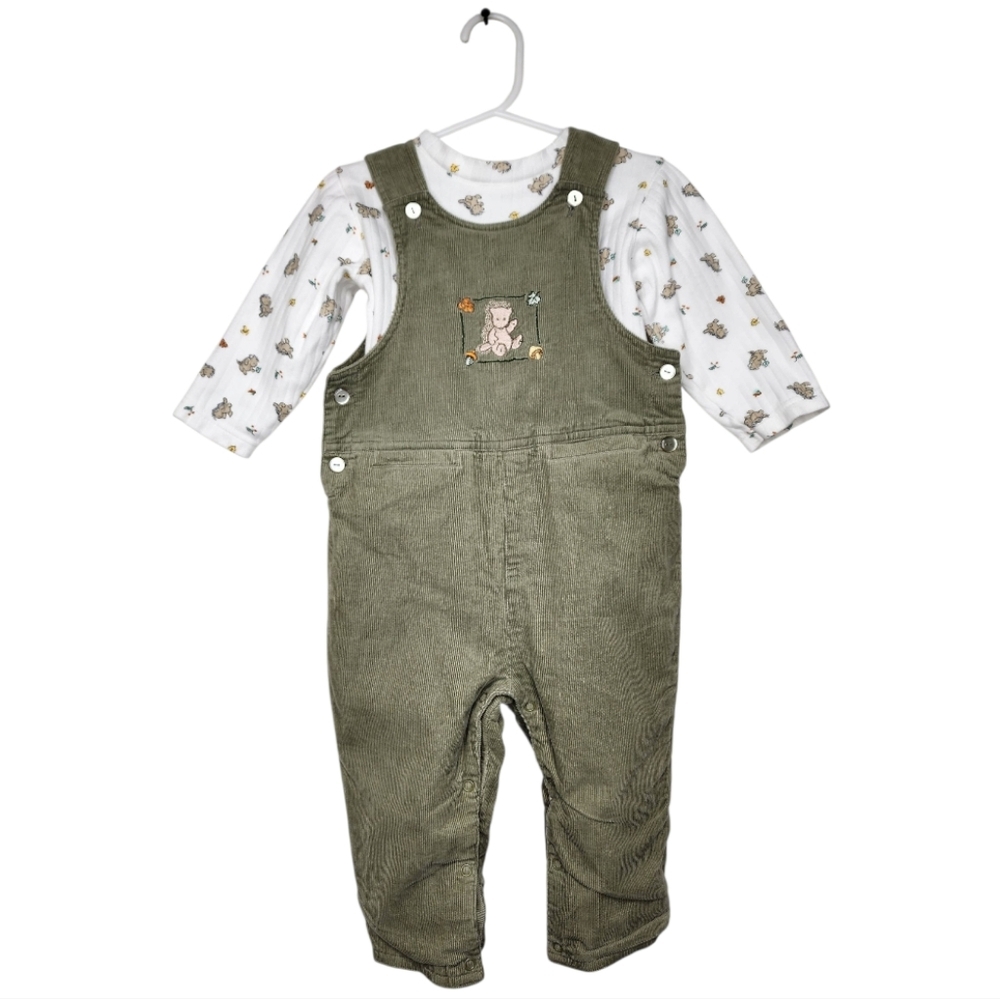 3 Piece Set Harry & Me Corduroy Overalls,  Long Sleeve Shirt Hood Jacket Sz 24M - Picture 4 of 17